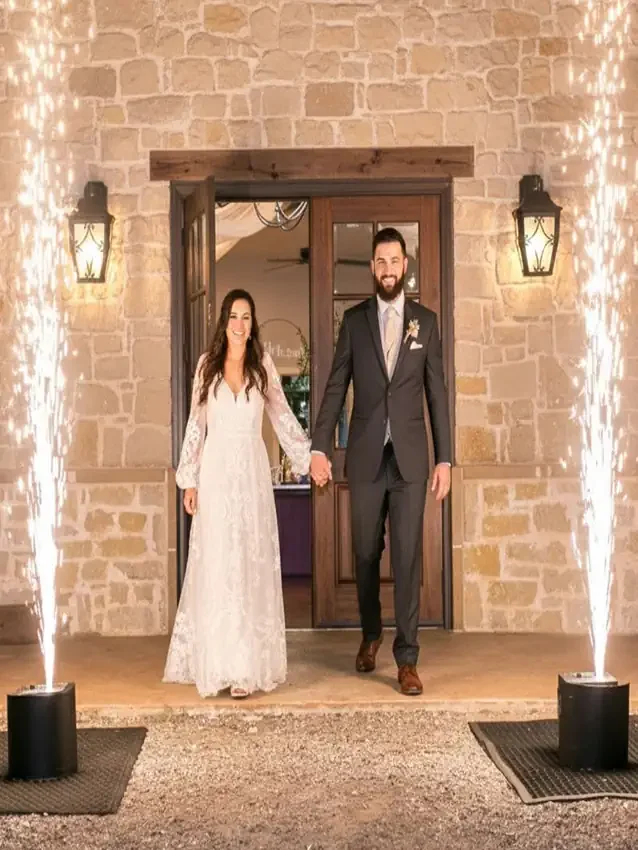 Cold spark machines lighting up a first dance